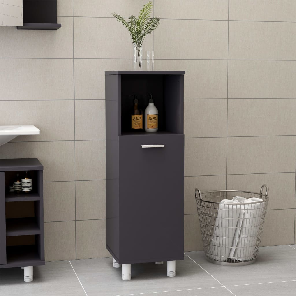 Berkfield Bathroom Cabinet High Gloss Grey 30x30x95 cm Engineered Wood