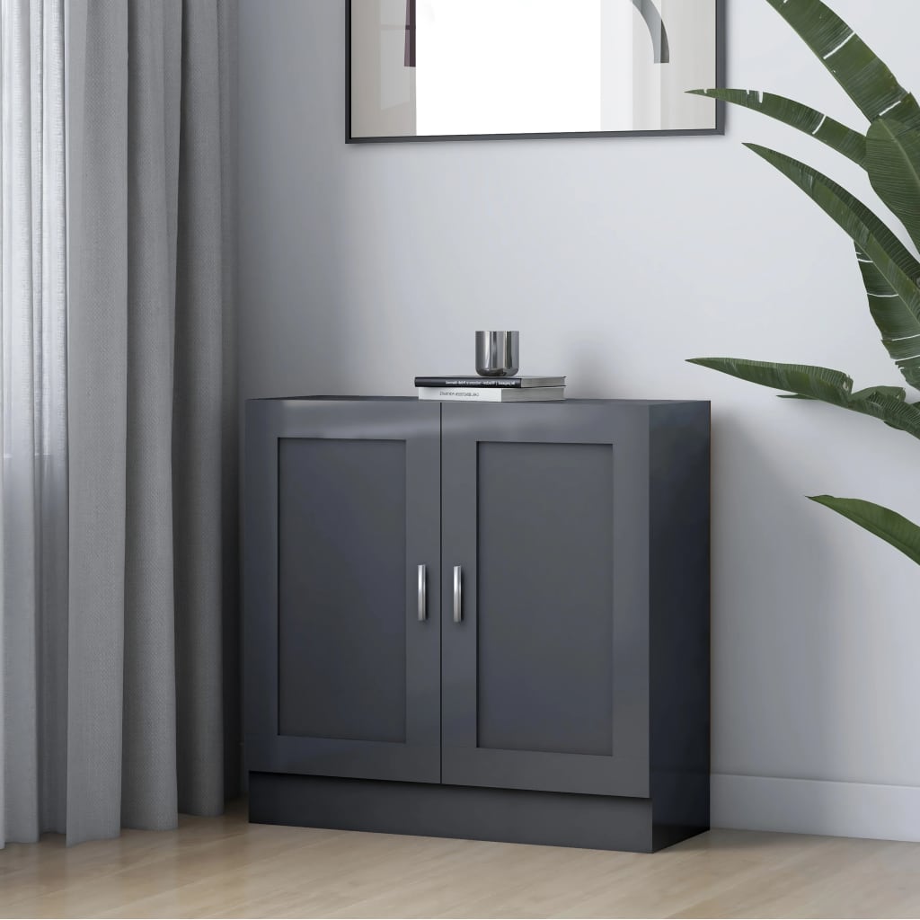 Berkfield Book Cabinet High Gloss Grey 82.5x30.5x80 cm Engineered Wood