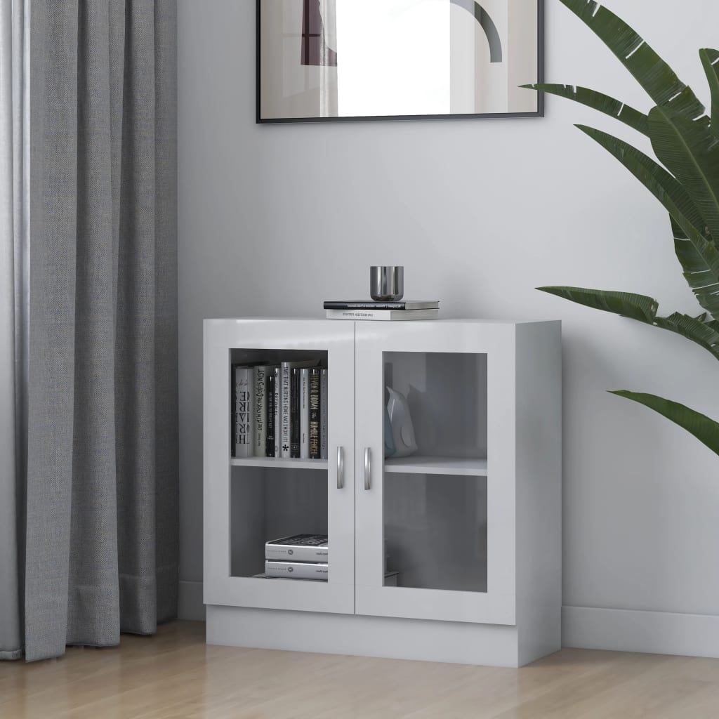 Berkfield Vitrine Cabinet High Gloss White 82.5x30.5x80 cm Engineered Wood