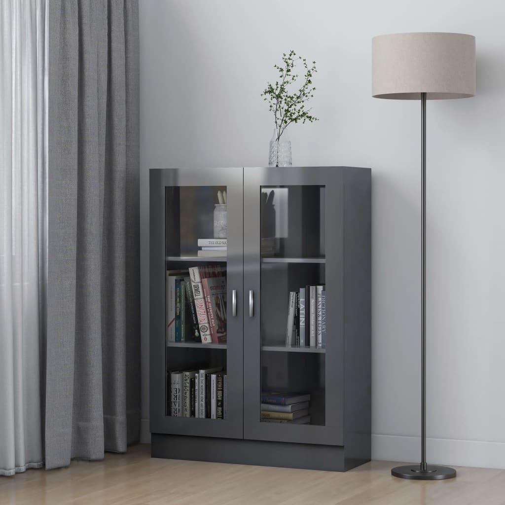Berkfield Vitrine Cabinet High Gloss Grey 82.5x30.5x115 cm Engineered Wood