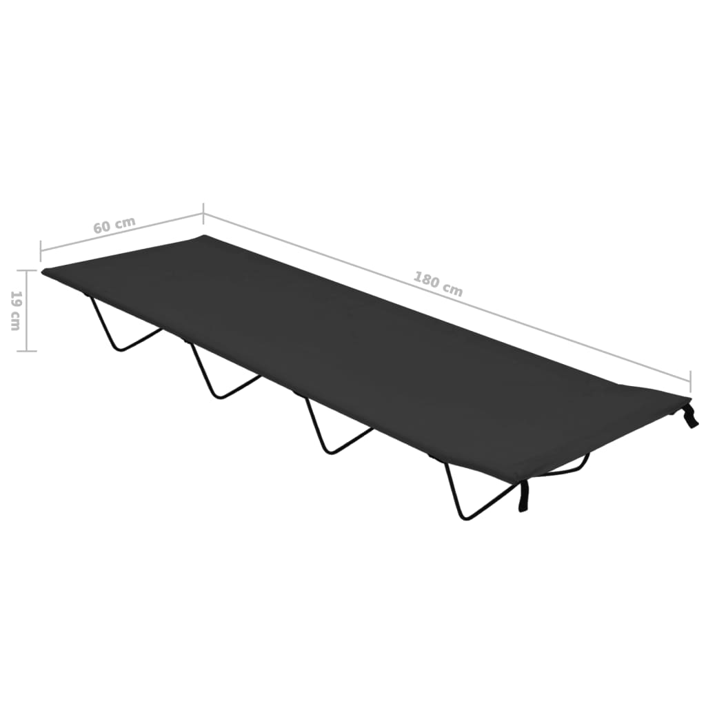 Berkfield Camping Bed 180x60x19 cm Oxford Fabric and Steel Black