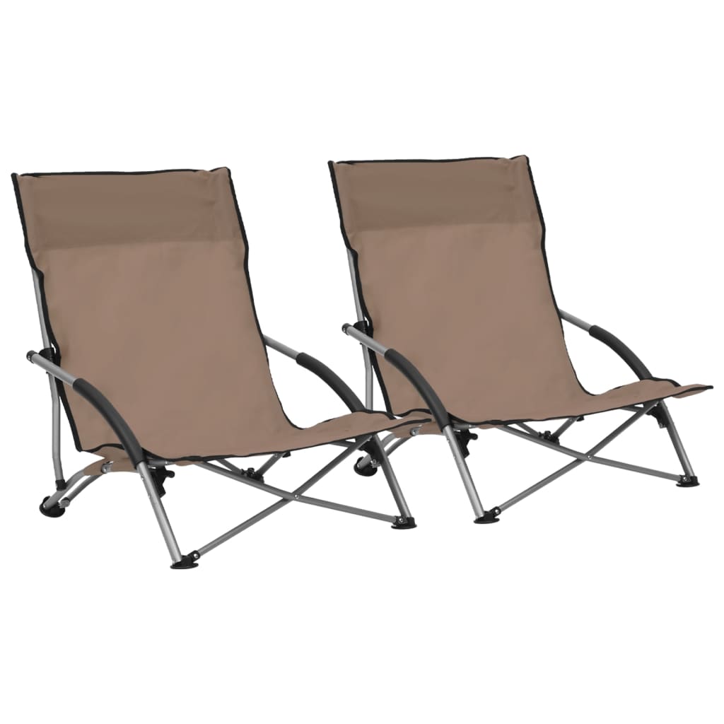 Berkfield Folding Beach Chairs 2 pcs Taupe Fabric