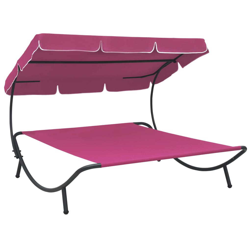Berkfield Outdoor Lounge Bed with Canopy Pink