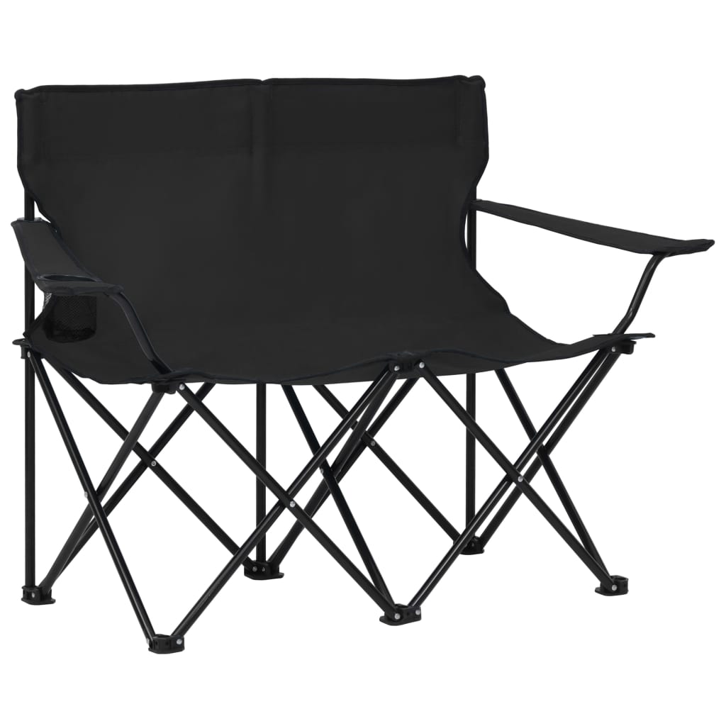 Berkfield 2-Seater Foldable Camping Chair Steel and Fabric Black