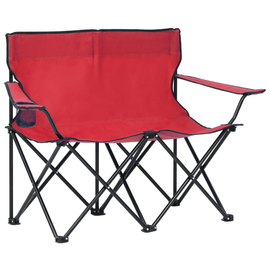 Berkfield 2-Seater Foldable Camping Chair Steel and Fabric Red