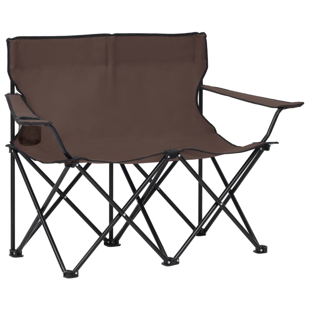 Berkfield 2-Seater Foldable Camping Chair Steel and Fabric Taupe