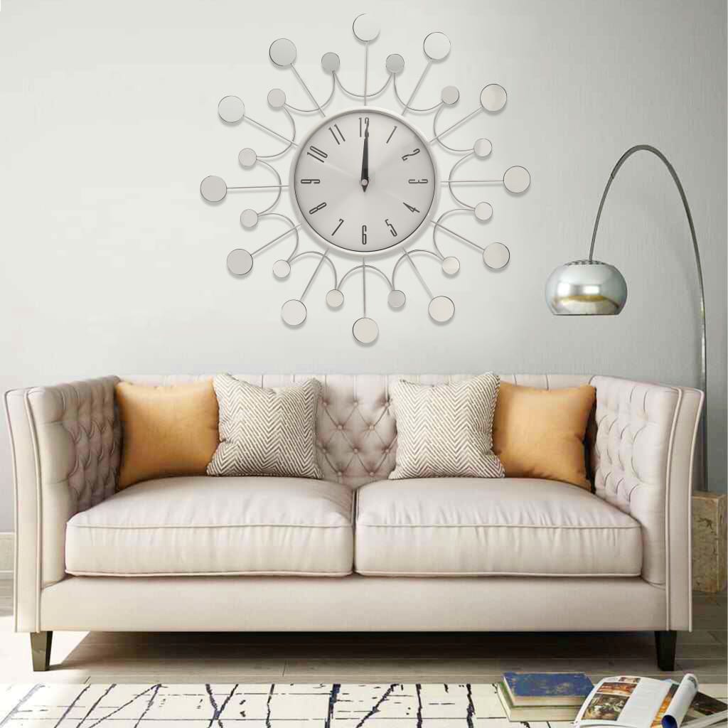 Berkfield Wall Clock Silver 40 cm Metal