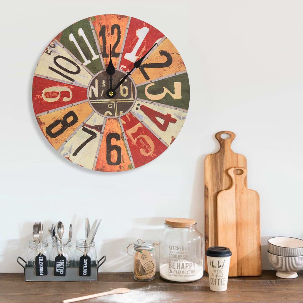 Berkfield Wall Clock Multicolour 30 cm MDF