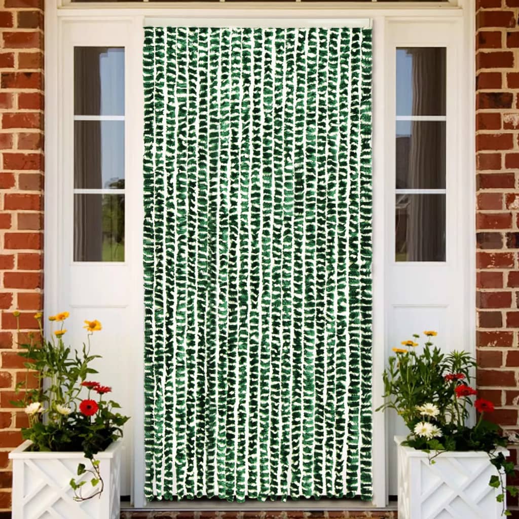 Berkfield Insect Curtain Green and White 90x220 cm Chenille