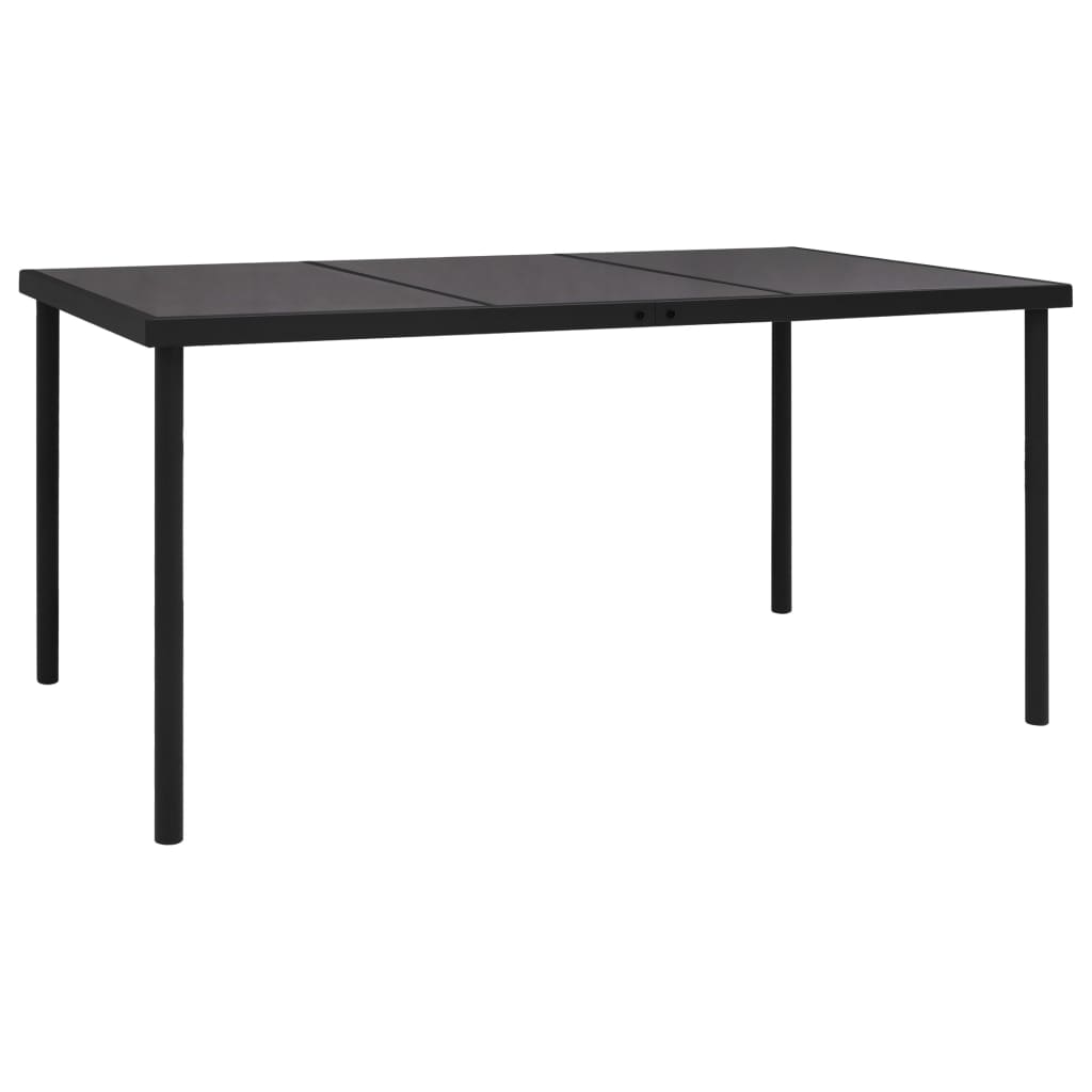 Berkfield Garden Table with Glass Tabletop Black 150x90x74 cm Steel