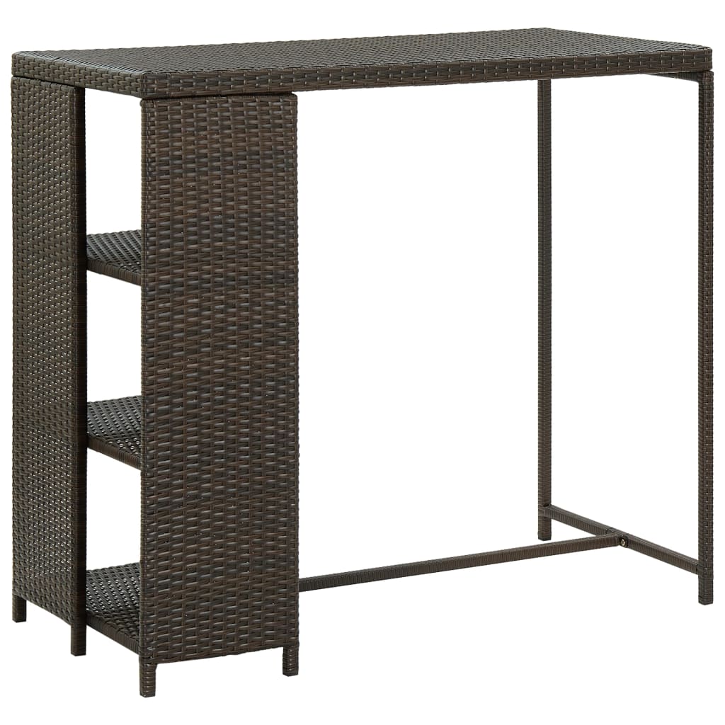 Berkfield Bar Table with Storage Rack Brown 120x60x110 cm Poly Rattan