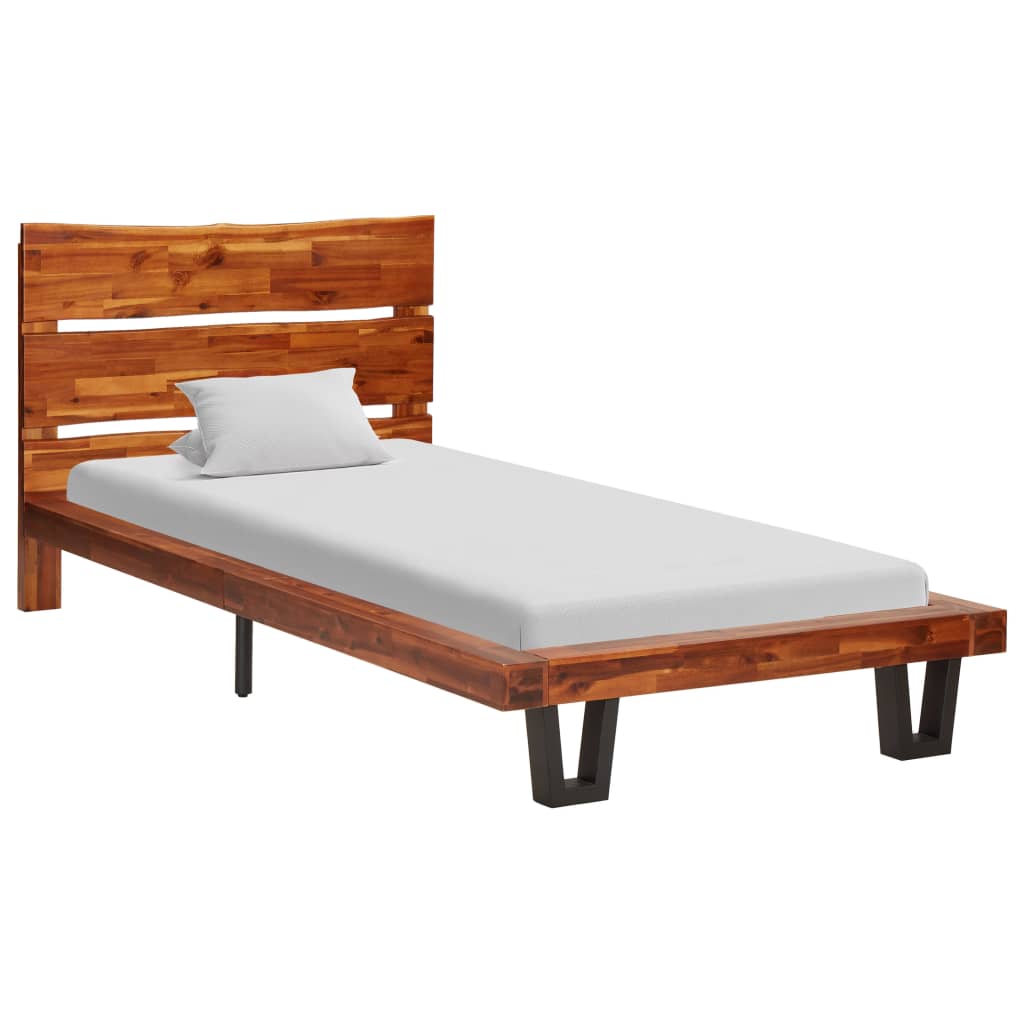 Berkfield Bed Frame with Live Edge Solid Acacia Wood 90 cm