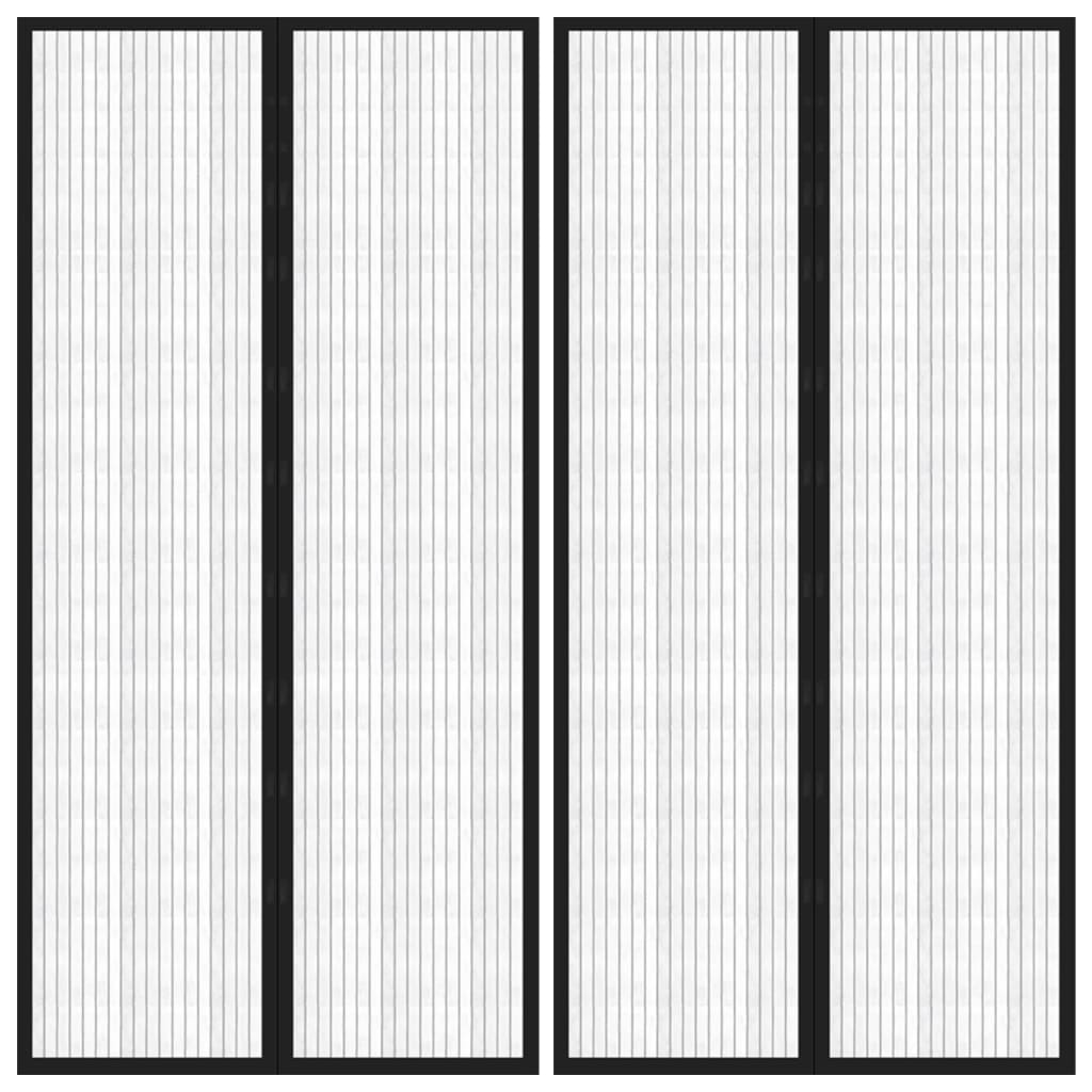 Berkfield Insect Door Curtains 2 pcs with Magnet Blocks Black 220x100 cm