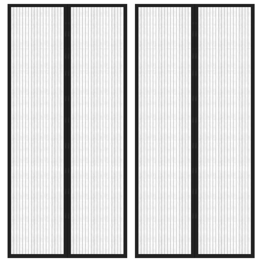 Berkfield Insect Door Curtains 2 pcs with Magnet Blocks Black 220x110 cm