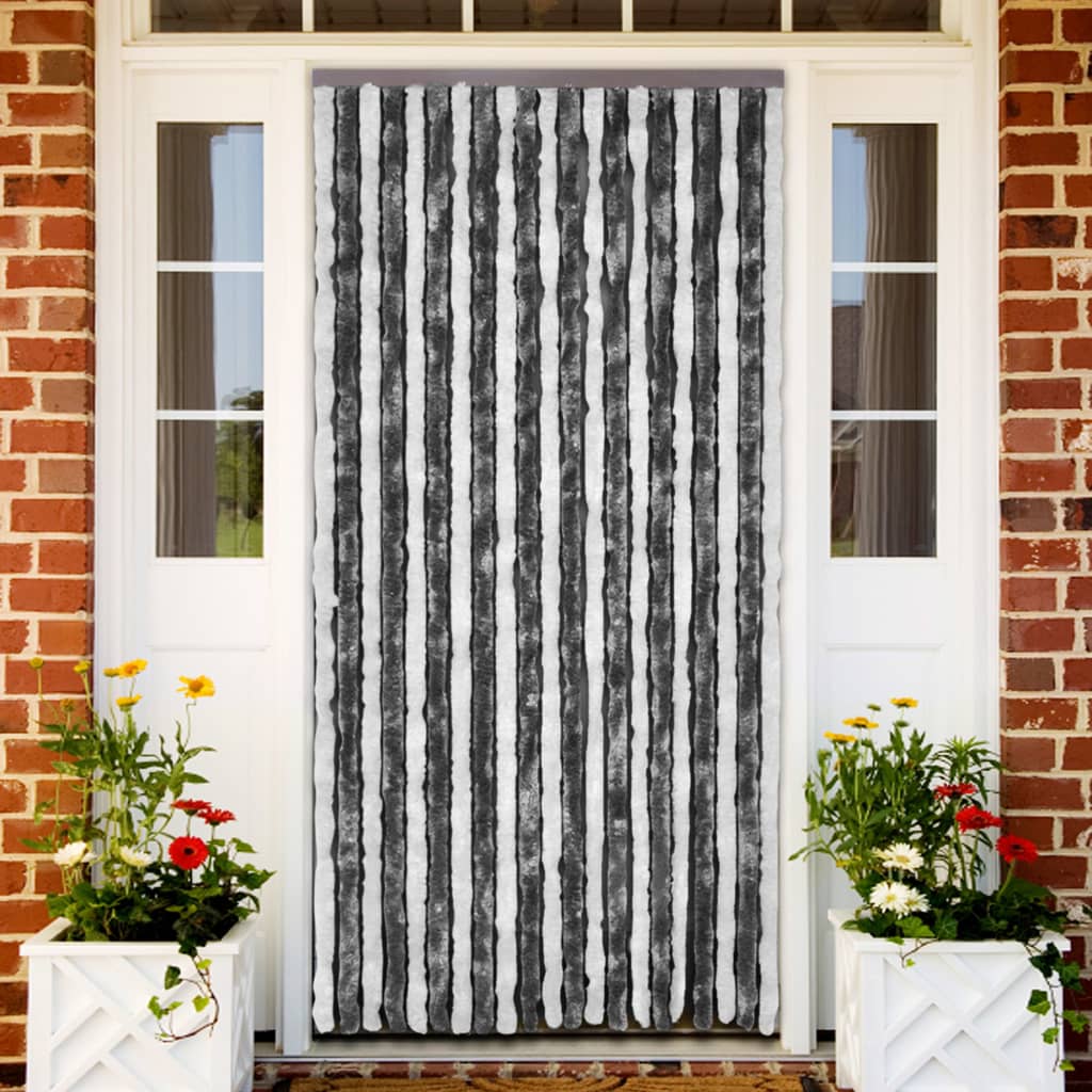 Berkfield Insect Curtain Grey and White 56x200 cm Chenille