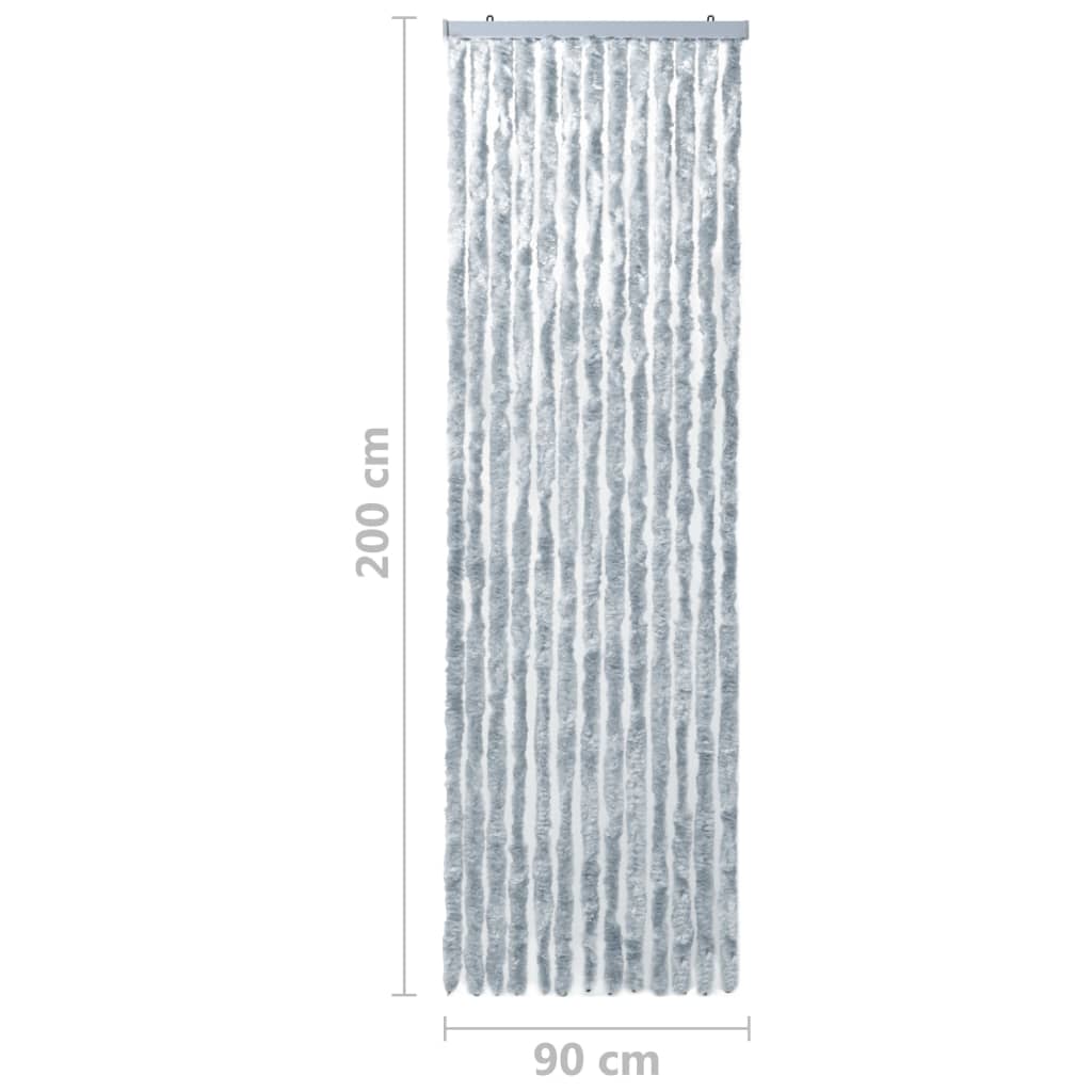 Berkfield Insect Curtain White and Grey 90x200 cm Chenille