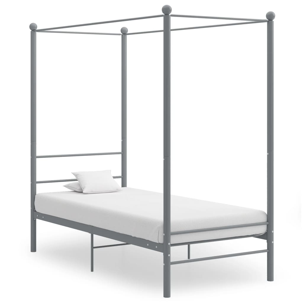 Berkfield Canopy Bed Frame Grey Metal 100x200 cm