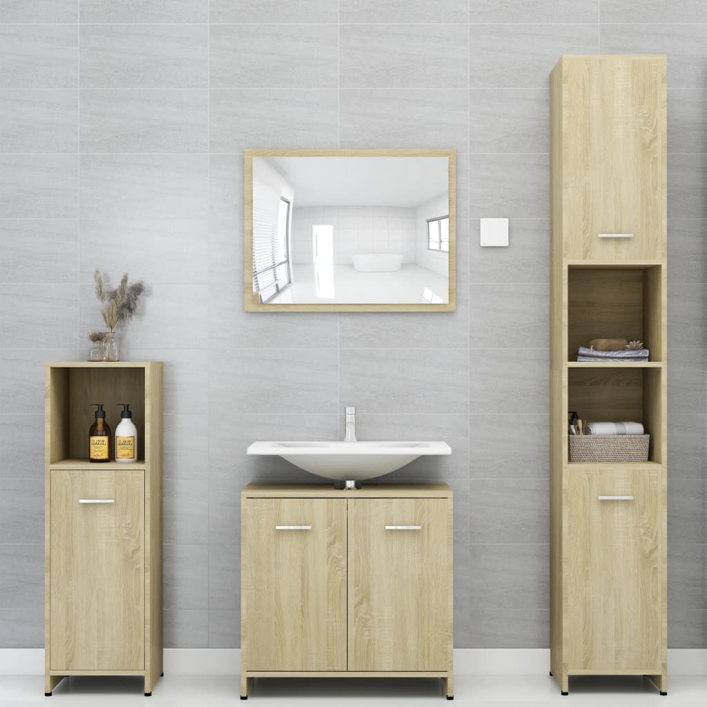 Berkfield 4 Piece Bathroom Furniture Set Sonoma Oak Engineered Wood