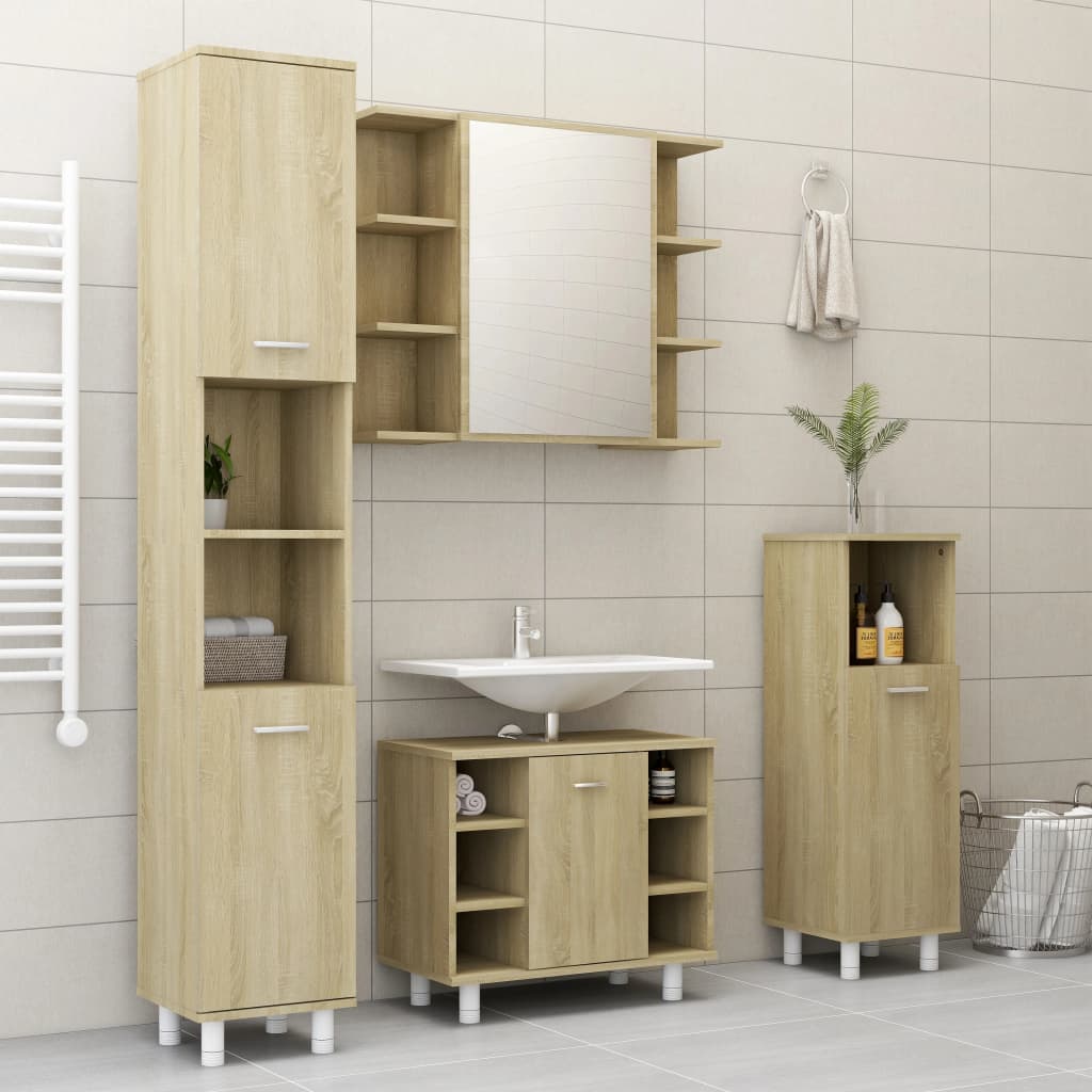 Berkfield 4 Piece Bathroom Furniture Set Sonoma Oak Engineered Wood