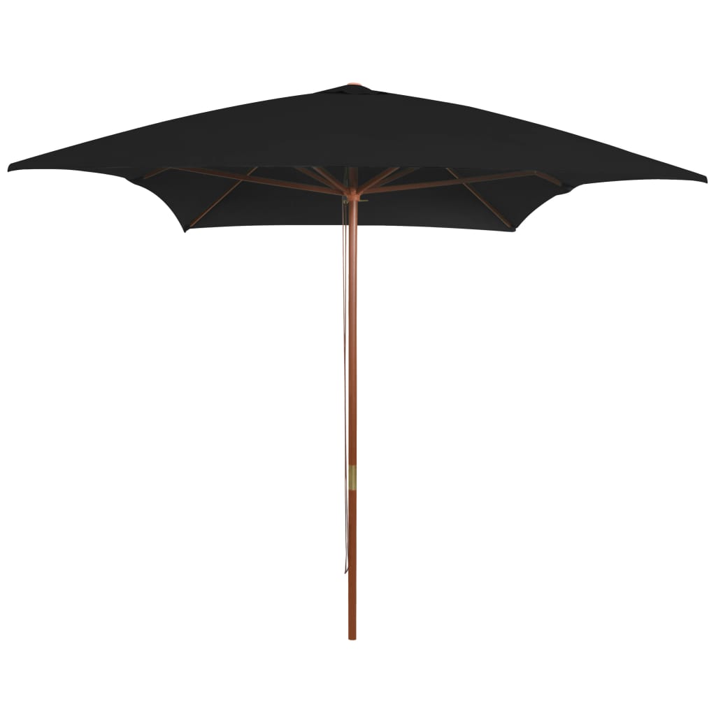 Berkfield Outdoor Parasol with Wooden Pole Black 200x300 cm