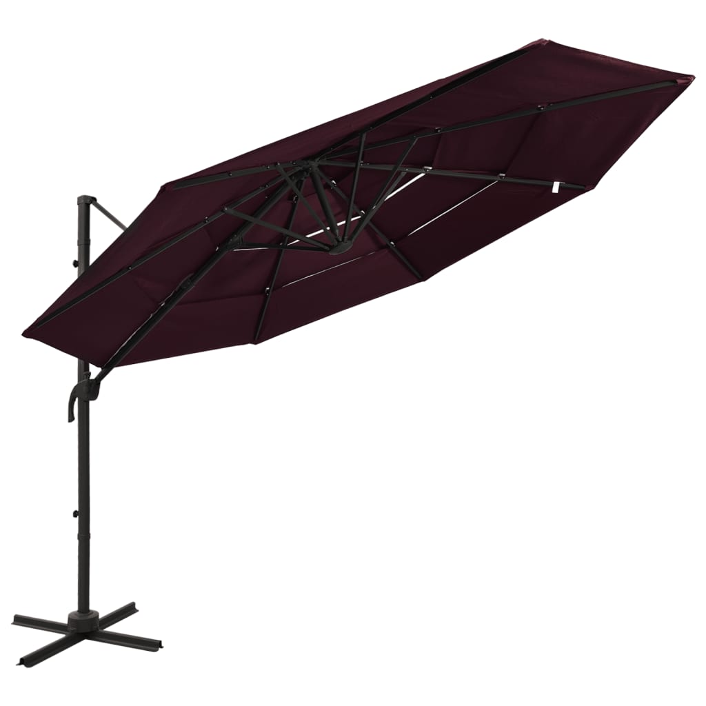 Berkfield 4-Tier Parasol with Aluminium Pole Bordeaux Red 3x3 m