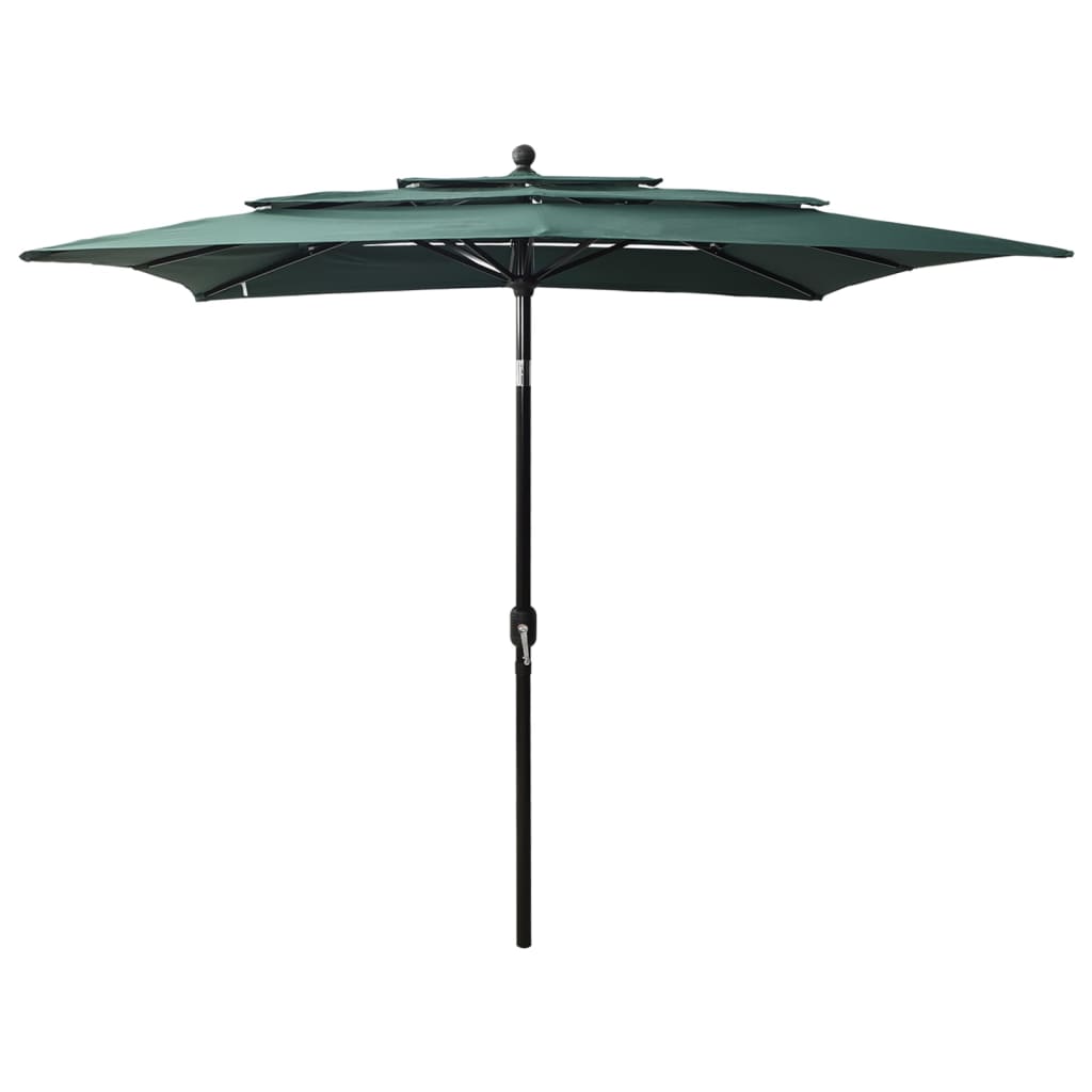 Berkfield 3-Tier Parasol with Aluminium Pole Green 2.5x2.5 m