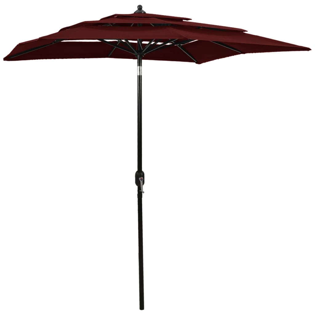 Berkfield 3-Tier Parasol with Aluminium Pole Bordeaux Red 2x2 m