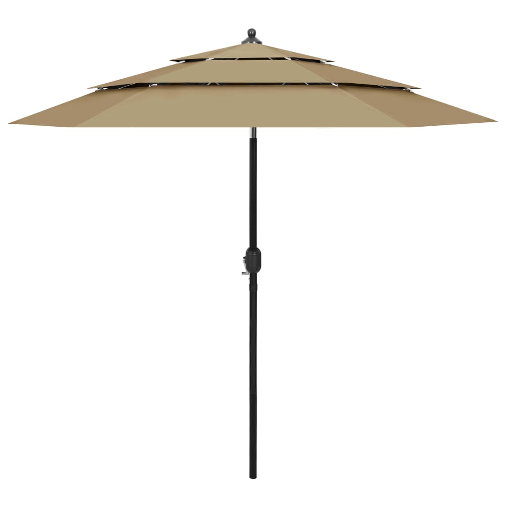 Berkfield 3-Tier Parasol with Aluminium Pole Taupe 2.5 m