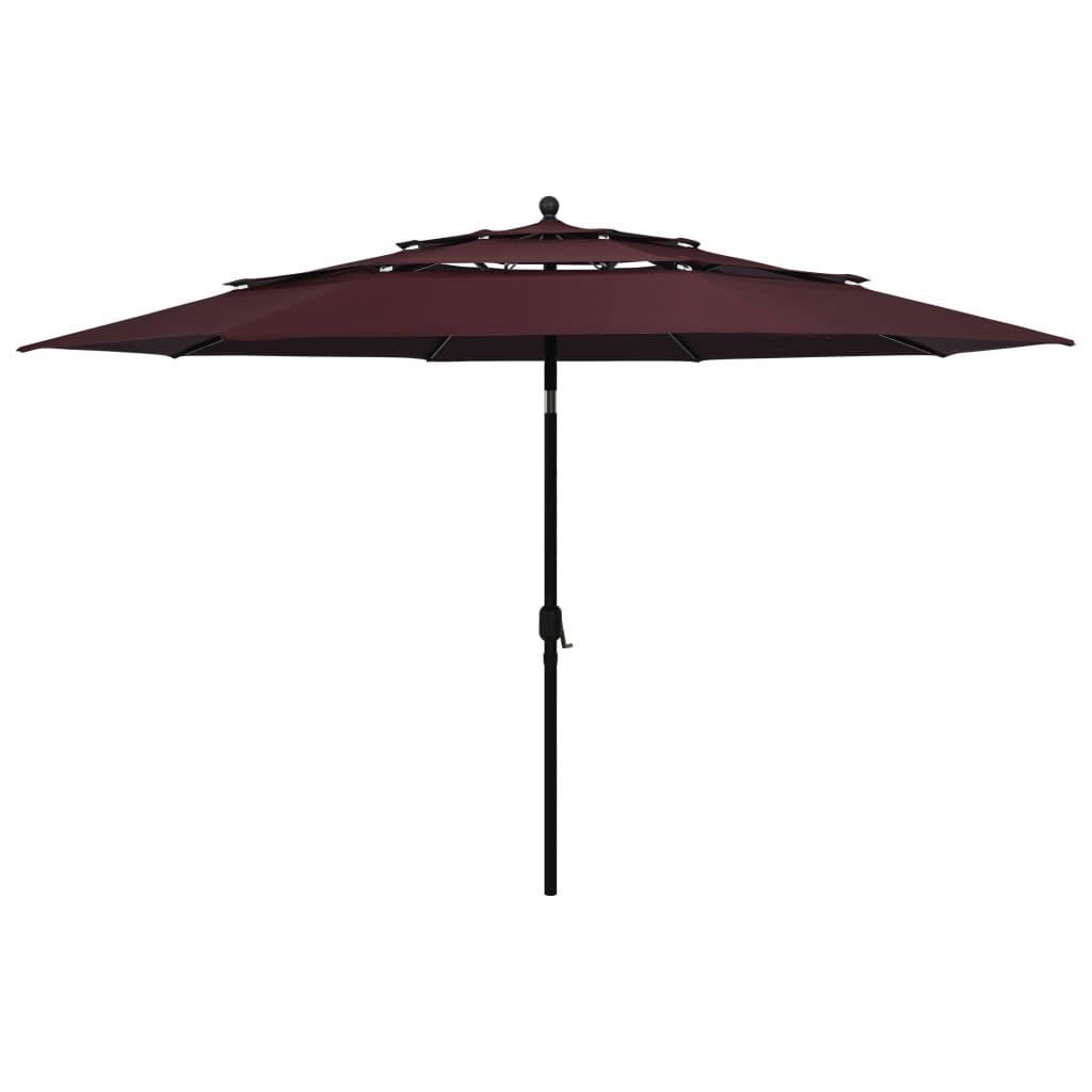Berkfield 3-Tier Parasol with Aluminium Pole Bordeaux Red 3.5 m