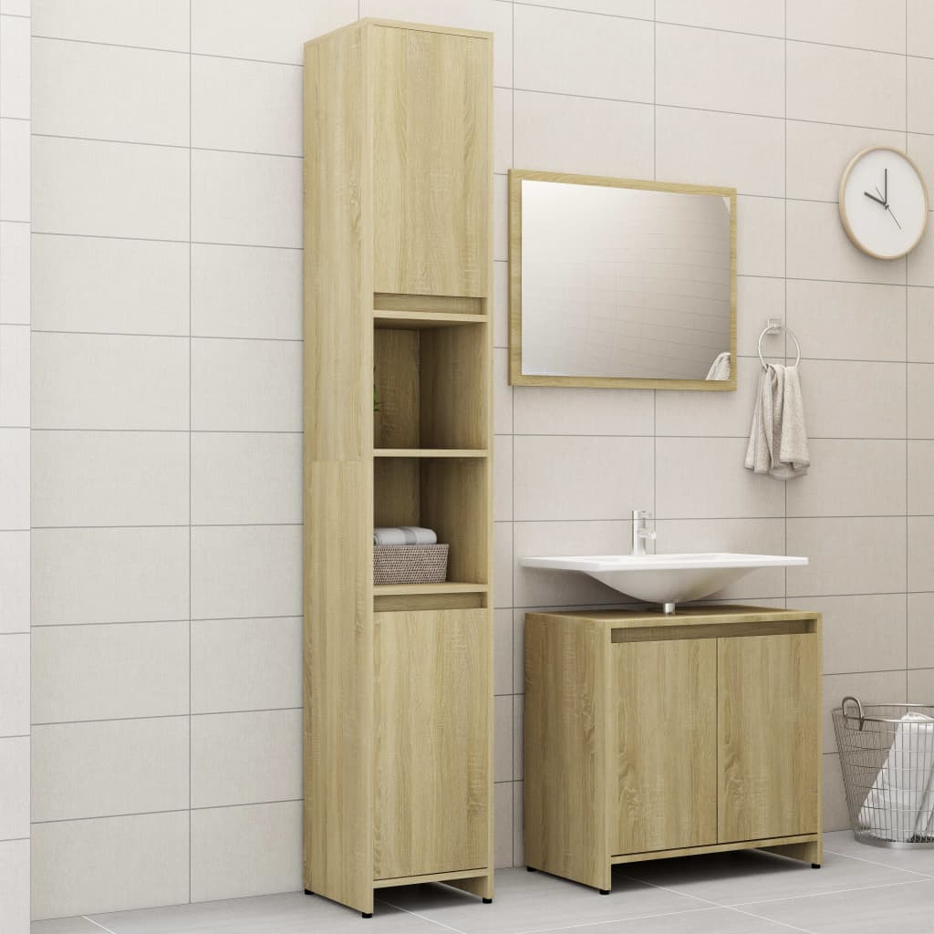 Berkfield 3 Piece Bathroom Furniture Set Sonoma Oak Engineered Wood