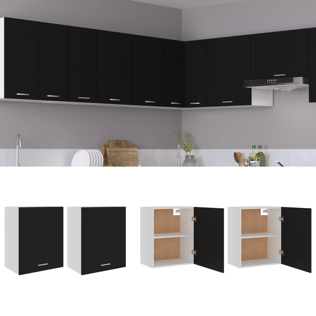 Berkfield Hanging Cabinets 2 pcs Black 50x31x60 cm Engineered Wood