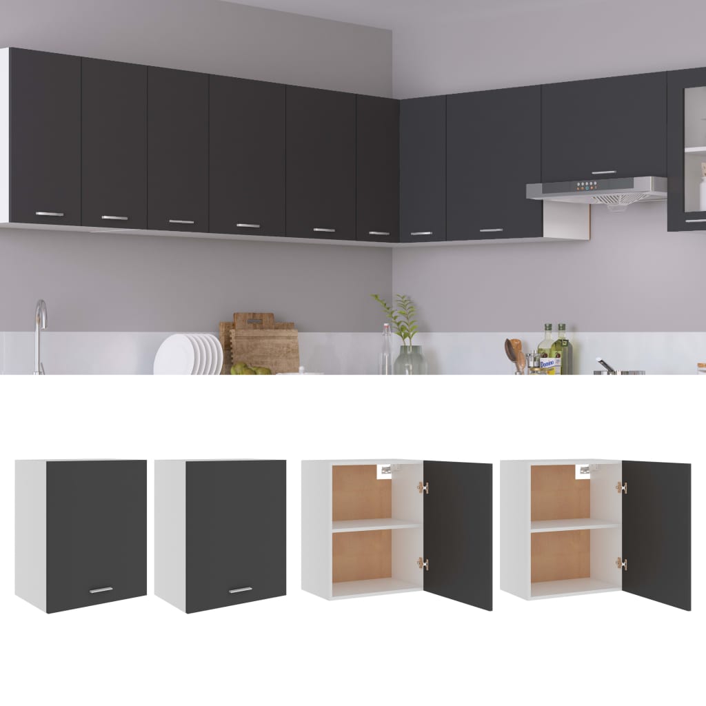Berkfield Hanging Cabinets 2 pcs Grey 50x31x60 cm Engineered Wood