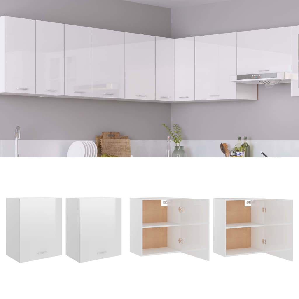Berkfield Hanging Cabinets 2 pcs High Gloss White 50x31x60 cm Engineered Wood