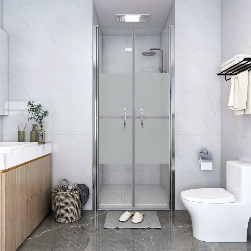 Berkfield Shower Door Half Frosted ESG 81x190 cm