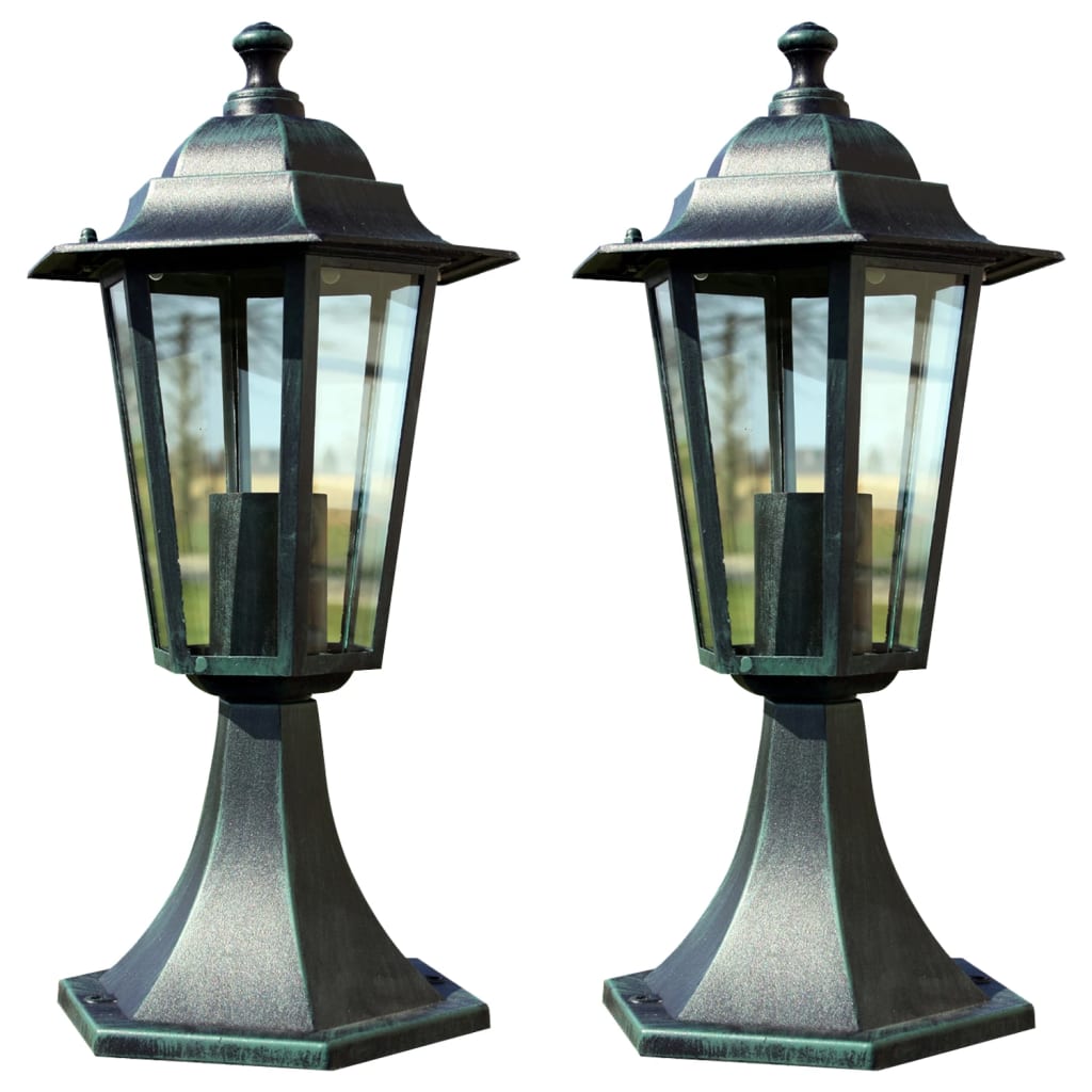 Berkfield Garden Lights 2 pcs Dark Green/Black Aluminium