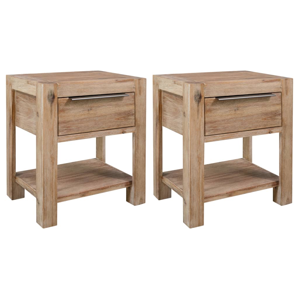 Berkfield Nightstands with Drawers 2 pcs 40x30x48 cm Solid Acacia Wood