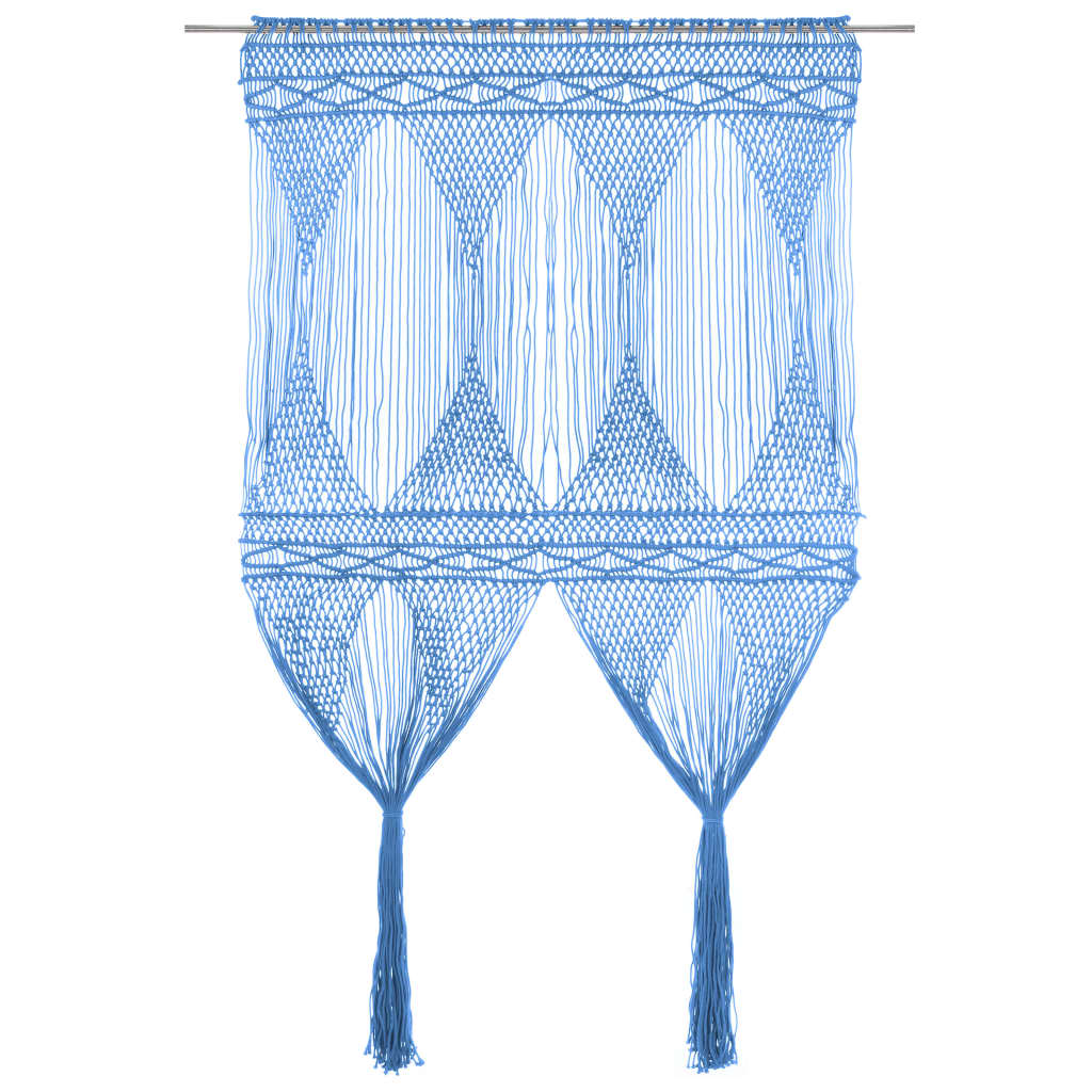 Berkfield Macrame Curtain Blue 140x240 cm Cotton