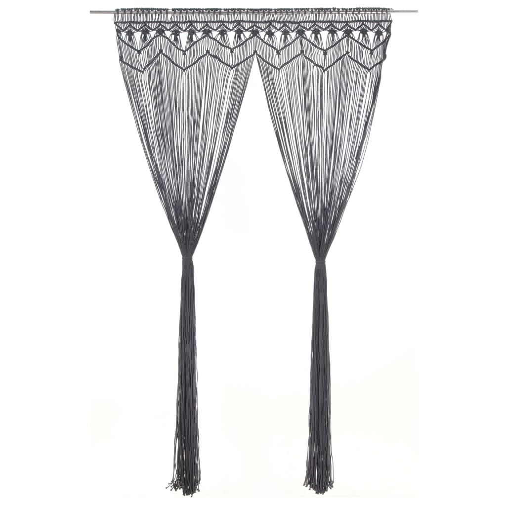 Berkfield Macrame Curtain Anthracite 140x240 cm Cotton
