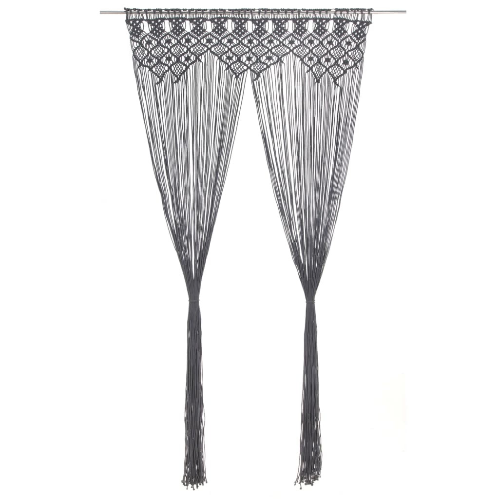 Berkfield Macrame Curtain Anthracite 140x240 cm Cotton