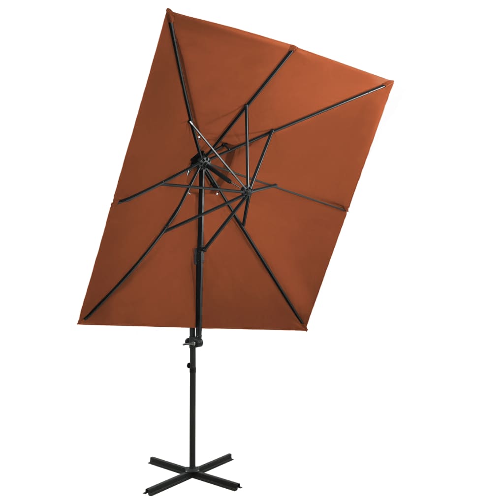 Berkfield Cantilever Umbrella with Double Top Terracotta 250x250 cm