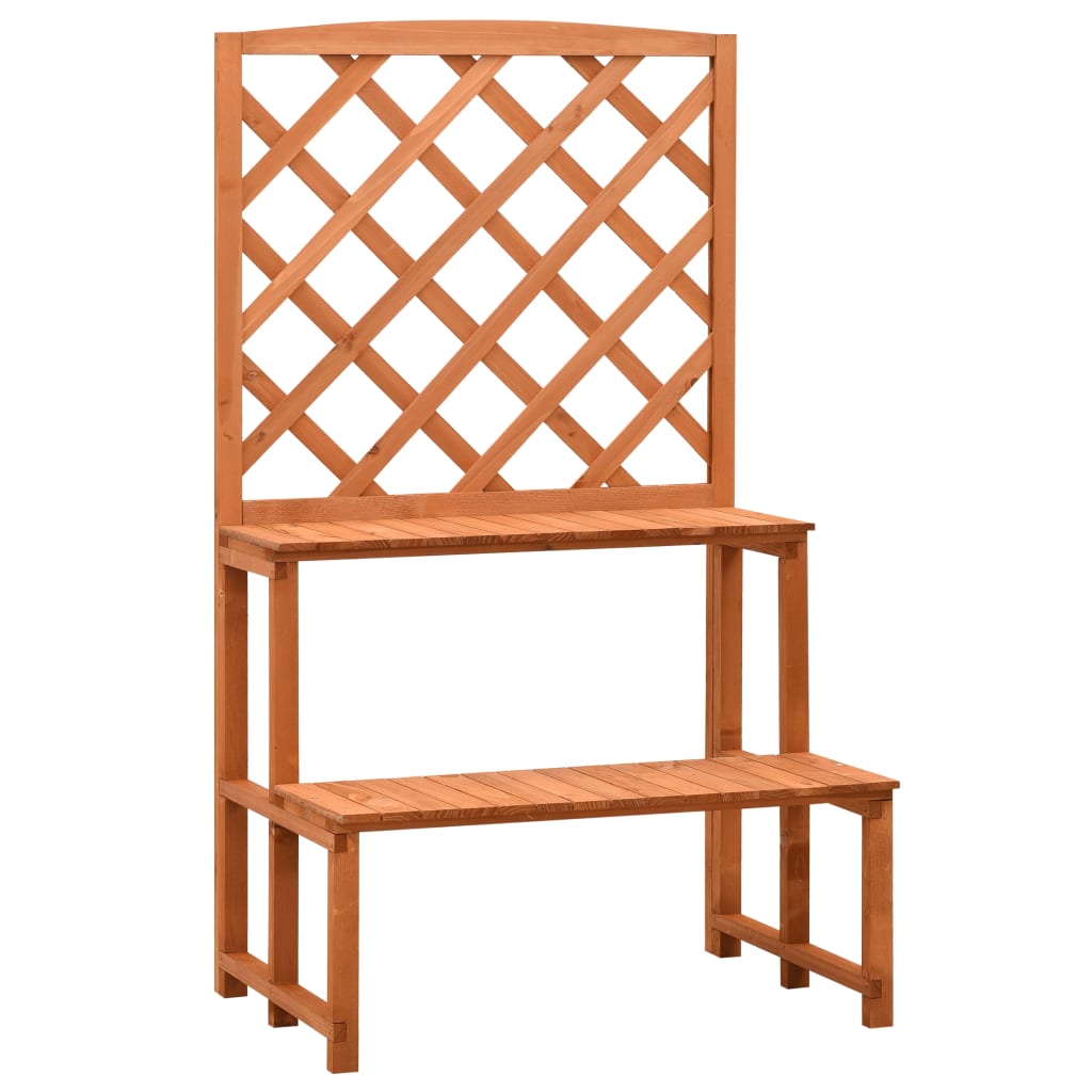 Berkfield Trellis Planter with Shelves Orange 70x42x120 cm Solid Firwood