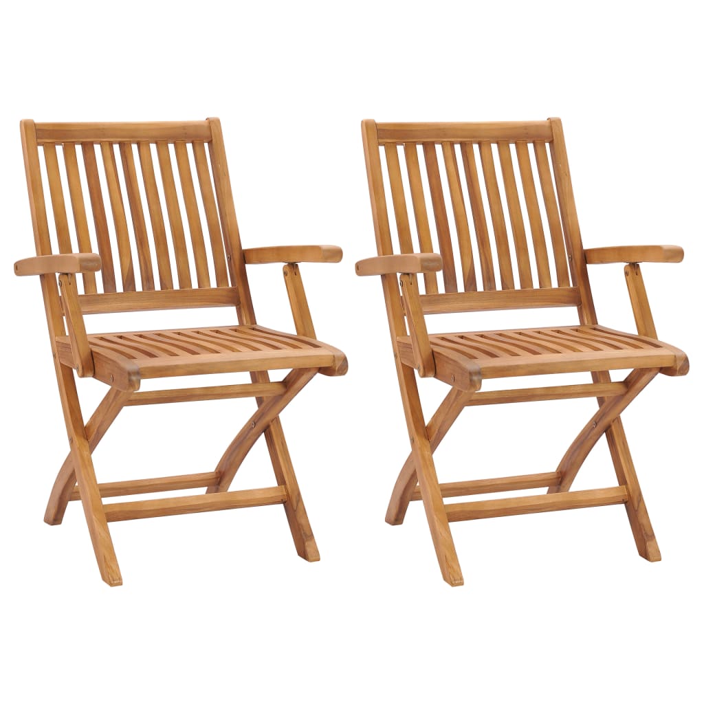 Berkfield Folding Garden Chairs 2 pcs Solid Teak Wood