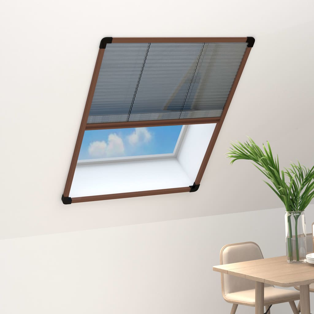 Berkfield Plisse Insect Screen for Windows Aluminium Brown 60x160 cm