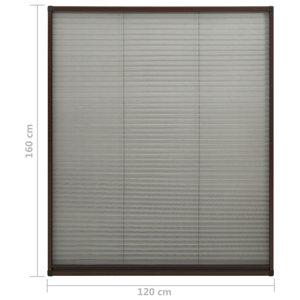 Berkfield Plisse Insect Screen for Windows Aluminium Brown 120x160 cm