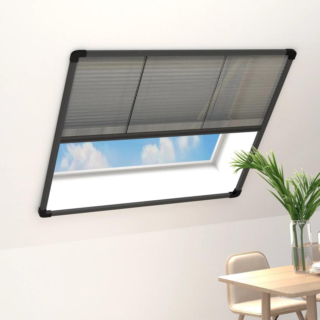 Berkfield Plisse Insect Screen for Windows Aluminium Anthracite 130 x 100 cm