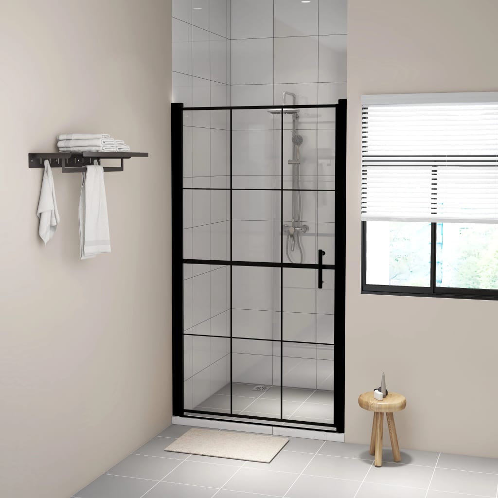 Berkfield Shower Door Tempered Glass 100x178 cm Black