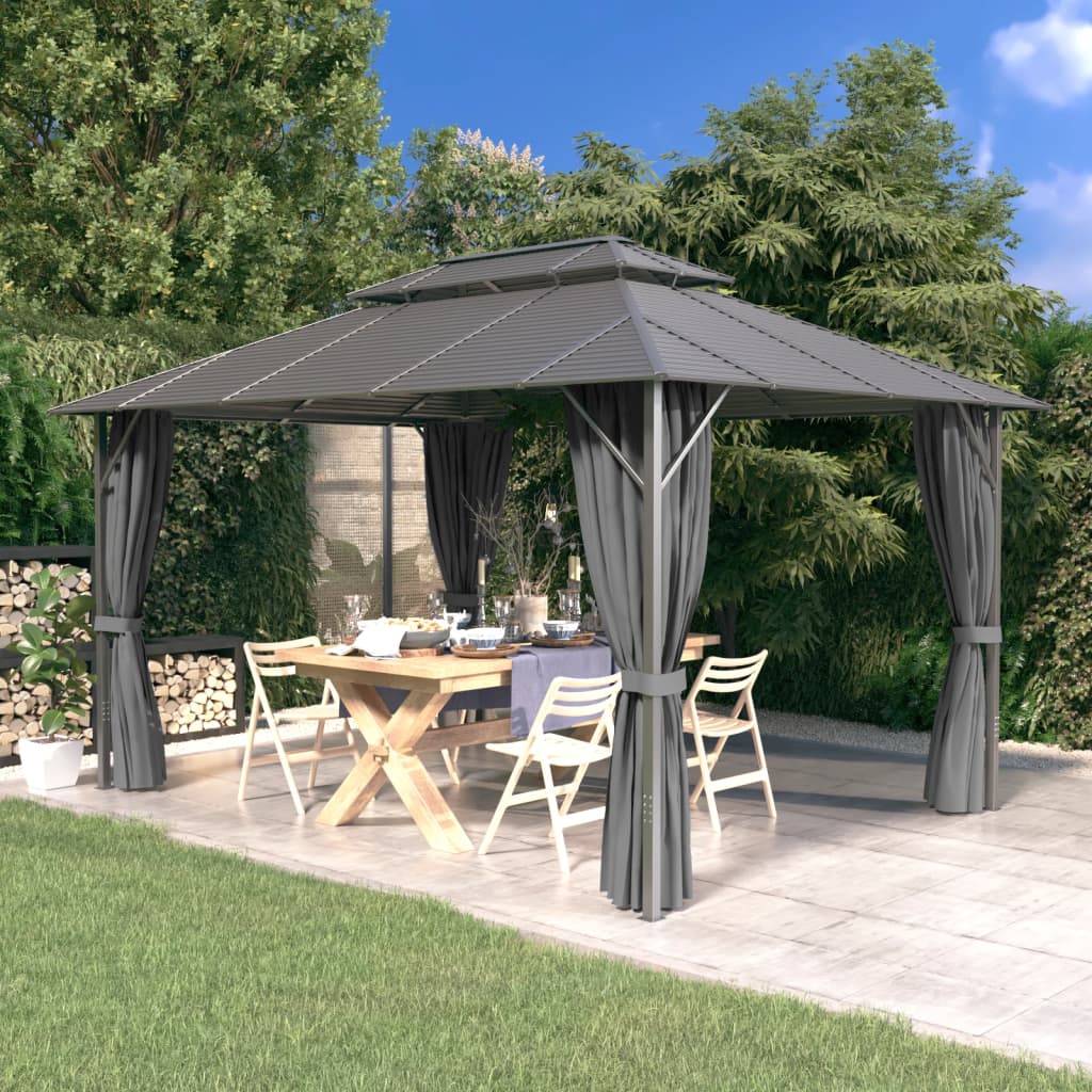 Berkfield Gazebo with Sidewalls&Double Roof 3x4 m Anthracite