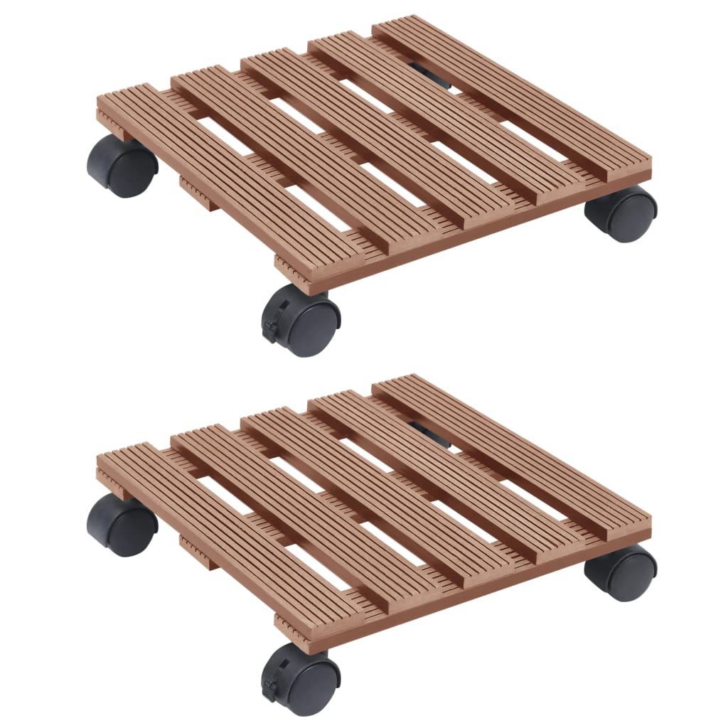 Berkfield Plant Trolleys 2 pcs Brown 30x30x7.5 cm WPC