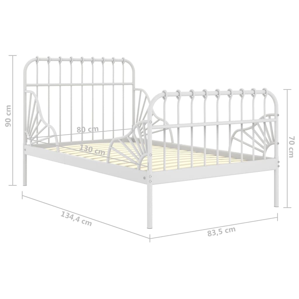 Berkfield Extendable Bed Frame White Metal 80x130/200 cm