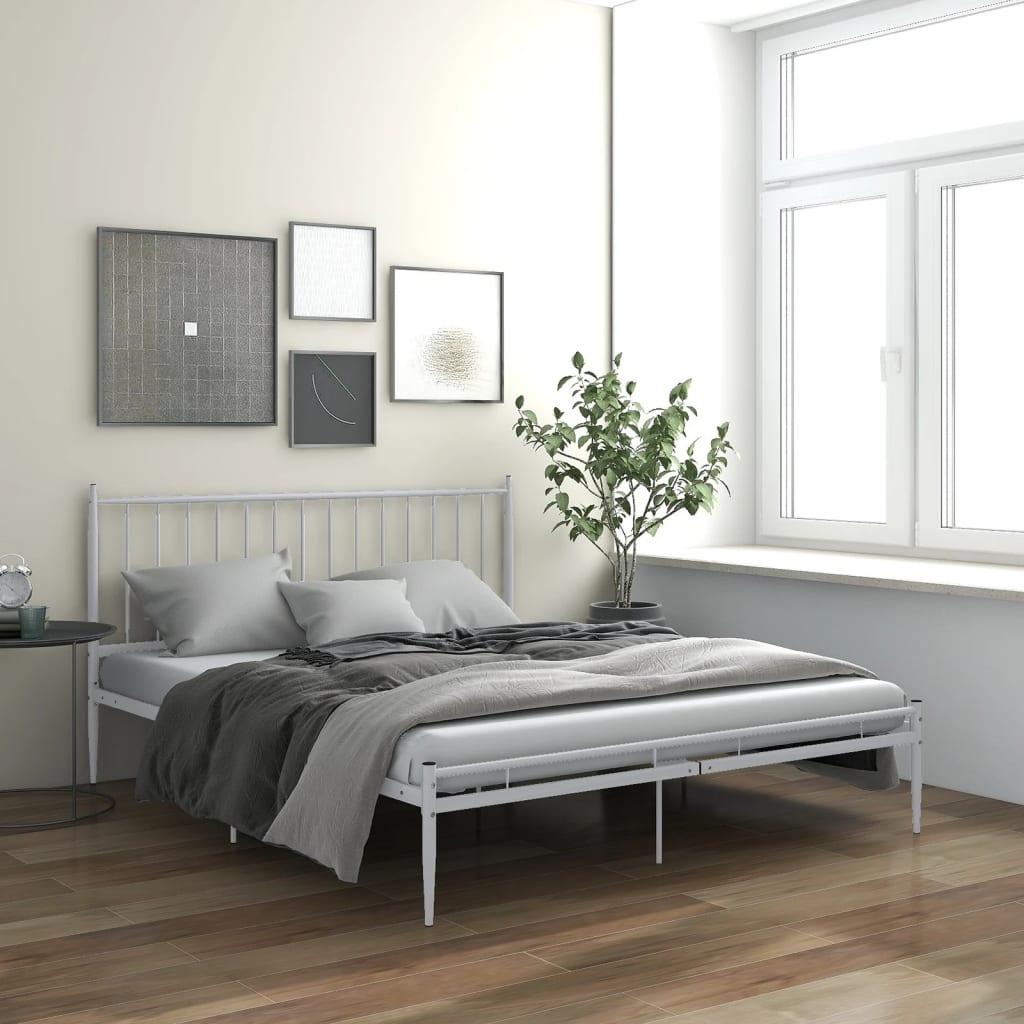 Berkfield Bed Frame White Metal 160x200 cm